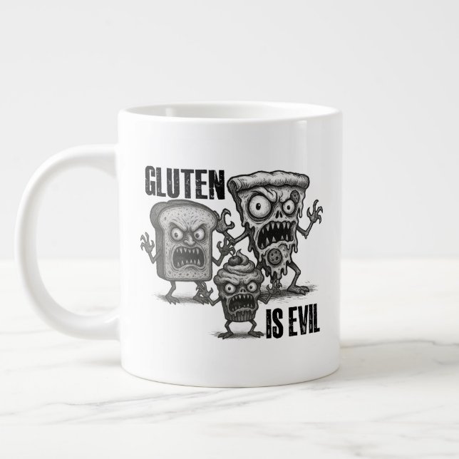Gluten is Evil Large Coffee Mug (Left)