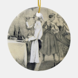 Gluttony in the Kitchen, from a series of prints d Ceramic Tree Decoration