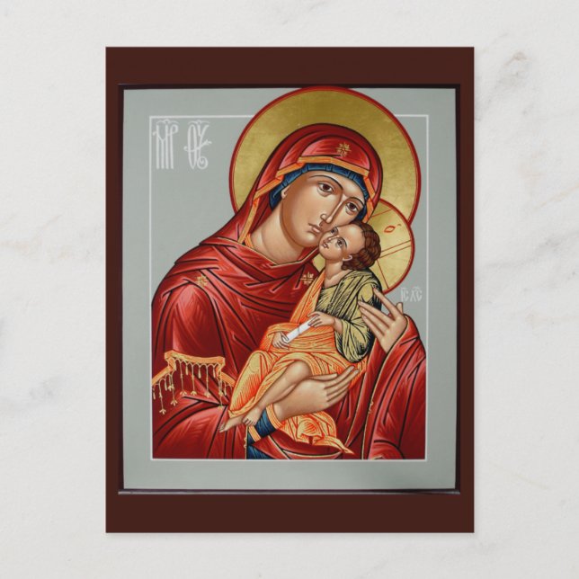 Glykophilousa Mother of God Prayer Card (Front)