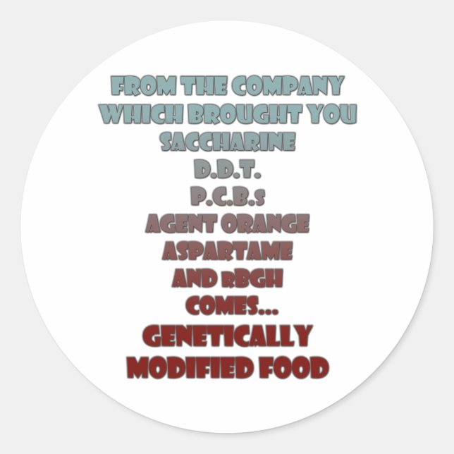 GM Food Classic Round Sticker (Front)