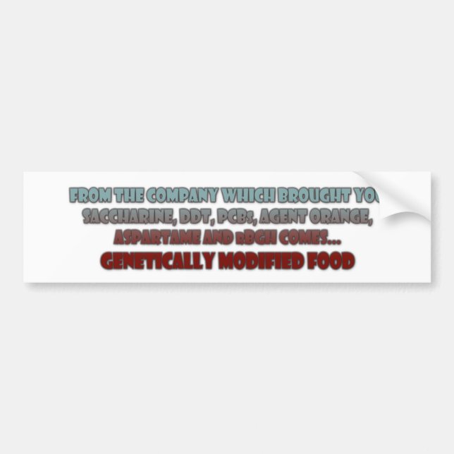 GM Foods Bumper Sticker (Front)