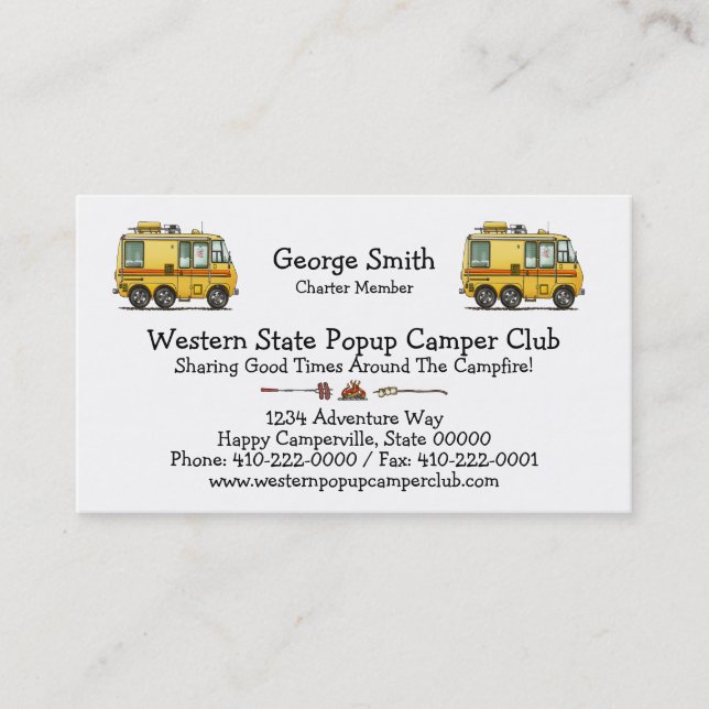 GMC Motor Home RV Business Card (Front)