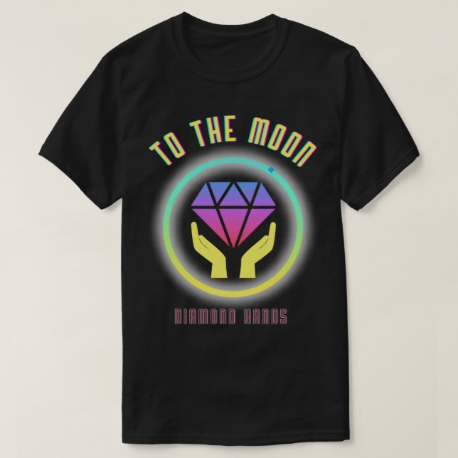 GME Stock to the moon diamond hands neon Graphic T-Shirt (Design Front)