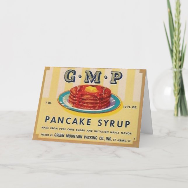 gmp pancake syrup label greeting card (Front)