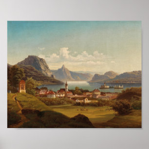 Gmunden mit Schloss Ort   Johann Wilhelm Jankowsky Poster