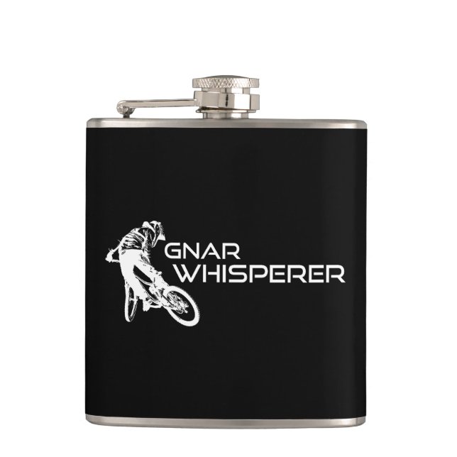 Gnar Whisperer Mountain Biking Hip Flask (Front)