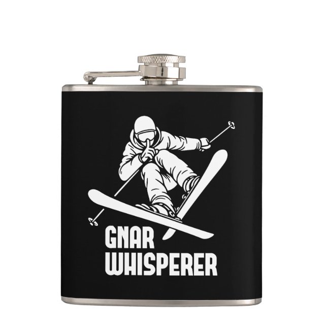 Gnar Whisperer Skiing Hip Flask (Front)