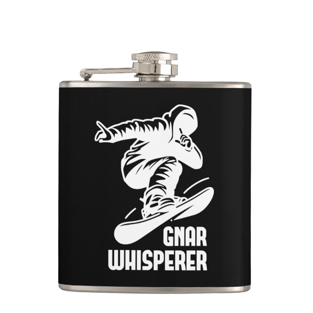 Gnar Whisperer Snowboarding Hip Flask (Front)