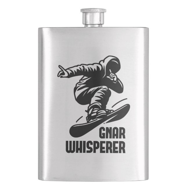 Gnar Whisperer Snowboarding Hip Flask (Front)