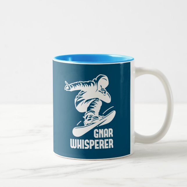 Gnar Whisperer Snowboarding Two-Tone Coffee Mug (Right)