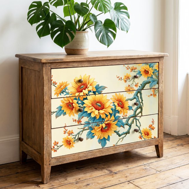 Gnarled Branch Sunflower Botanical Decoupage Tissue Paper (Creator Uploaded)