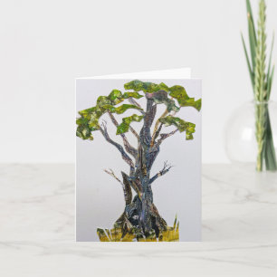 Gnarled Tree a watercolor collage Card