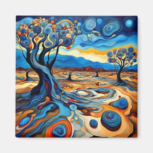 Gnarled trees in desert magnet