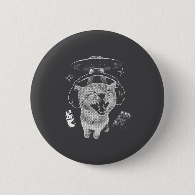 Gnarp Cat Silly Alien Cat Meme Brainrot Funny Meme 6 Cm Round Badge (Front)