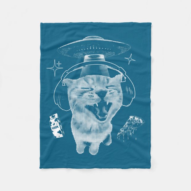 Gnarp Cat Silly Alien Cat Meme Brainrot Funny Meme Fleece Blanket (Front)