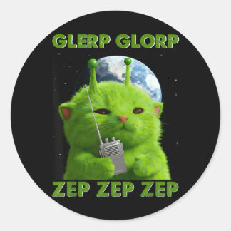 Gnarp Cat Silly Alien Cat Meme Brainrot Meme Funny Classic Round Sticker