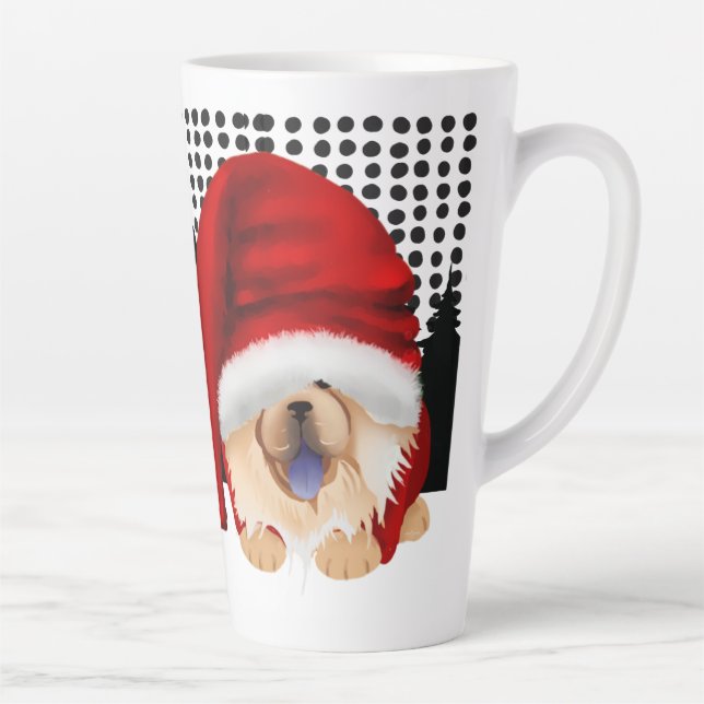 GNOME 4 THE CHOWLIDAYS - RED CHOW - Latte Mug (Right)