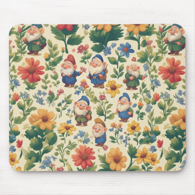 Gnome a flower pattern design mouse mat (Front)