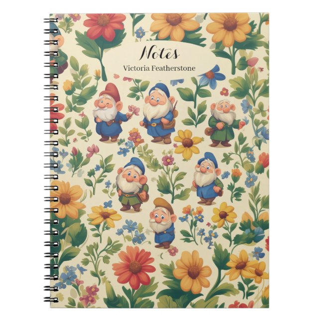 Gnome a flower pattern design notebook (Front)