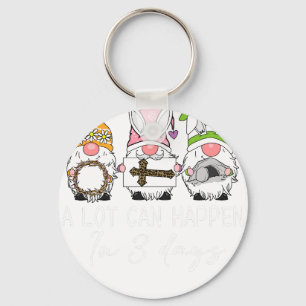 gnome a lot can happen in 3days, retro, vintage key ring