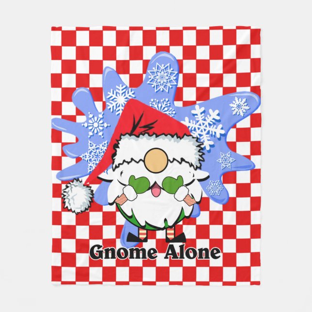 Gnome Alone Funny Christmas Movie Parody Red Green Fleece Blanket (Front)