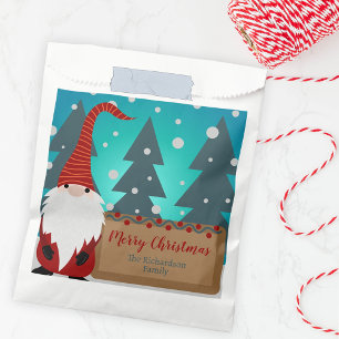 Gnome Amid a Snowy Winter Landscape Christmas Favour Bags