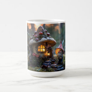 Gnome and a mushroom house, fantasy design coffee mug