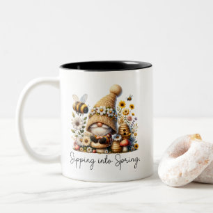 Gnome and Bee Spring Two-Tone Coffee Mug