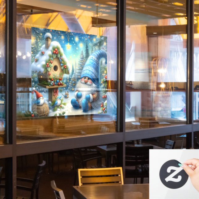 Gnome and Birdhouse Window Cling (Restaurant Window)