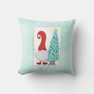 Gnome and Christmas Tree Christmas Cartoon Cushion