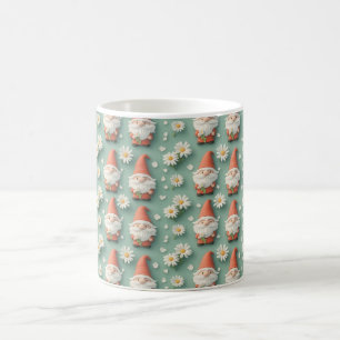 Gnome and Daisy Seamless Pattern Garden Design Coffee Mug