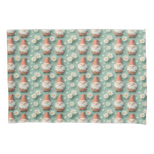 Gnome and Daisy Seamless Pattern Garden Design Pillowcase
