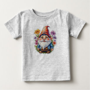 Gnome And Flowers 1 Baby T-Shirt