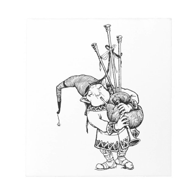 Gnome and His Bagpipes Notepad (Front)