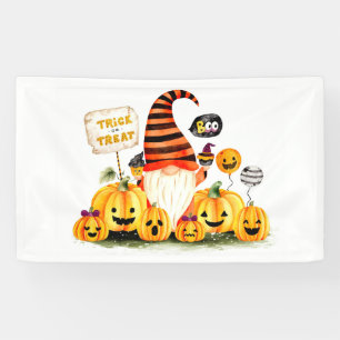 Gnome and Pumpkins Trick or Treat Banner