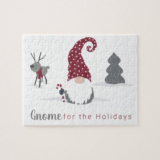 Gnome and reindeer Scandinavian Tomte design Jigsaw Puzzle (Horizontal)