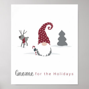 Gnome and Reindeer Scandinavian Tomte design Poster
