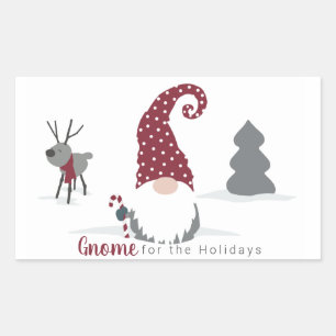 Gnome and Reindeer Scandinavian Tomte design Rectangular Sticker