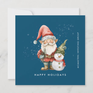 Gnome and Snowman Happy Holidays Businness Flat Holiday Card