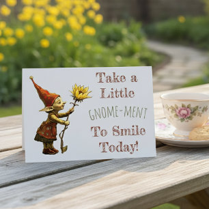Gnome and Sunflower Cheerful Greeting Card