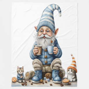 Gnome and winter season fleece blanket