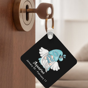 Gnome Aquarius Astrology Sign Angel Keychain