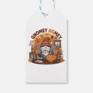 Gnome at home seasonal pumpkin design gift tags