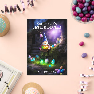 Gnome at Night & Eggs Easter Dinner Acrylic Invitations