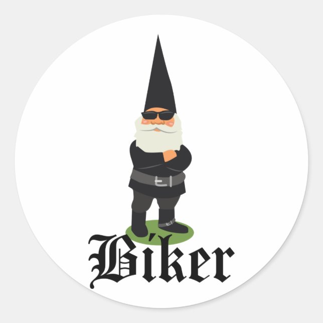 Gnome Biker Classic Round Sticker (Front)