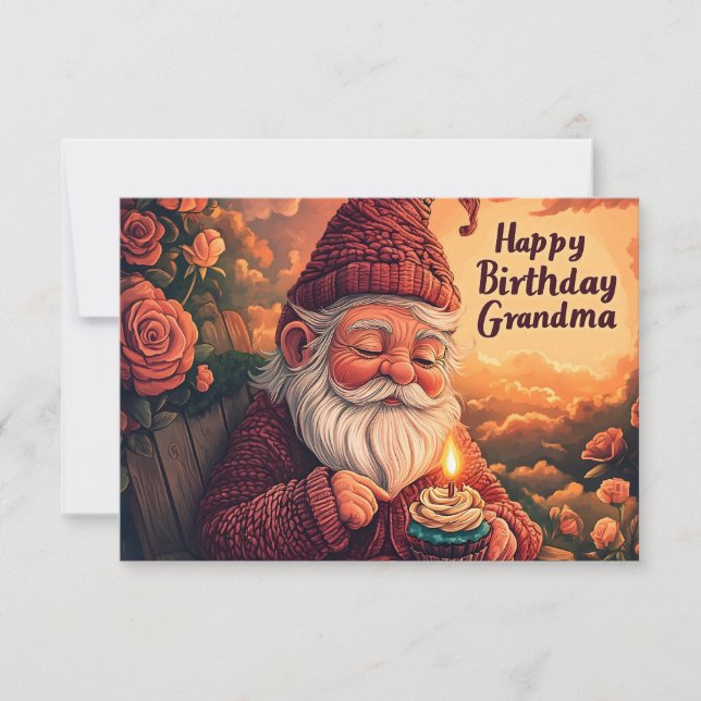 Gnome Birthday Card for Grandma (Front)
