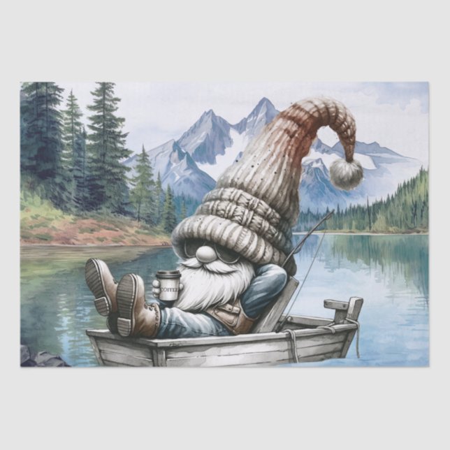 Gnome Boat Coffee Fishing Tissue Paper (Front)