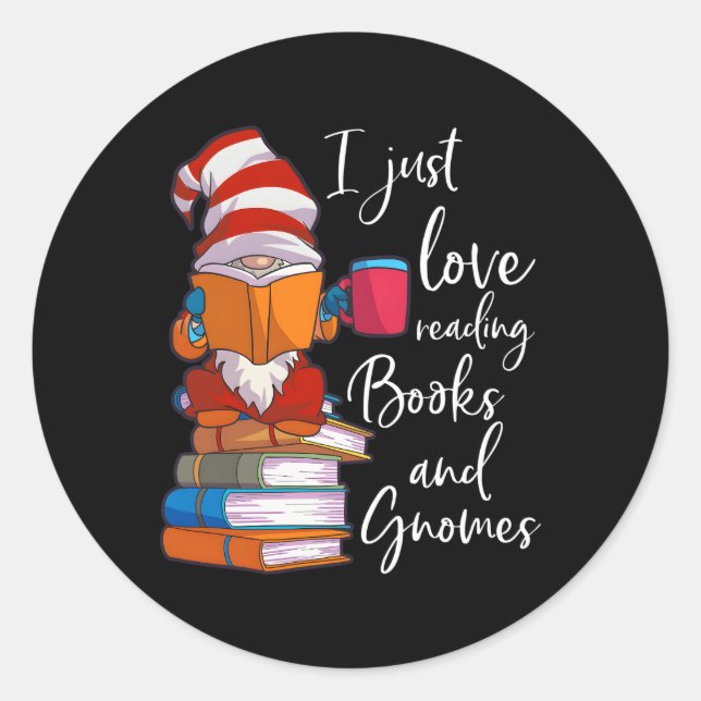 Gnome Book Reading Club Gnome Classic Round Sticker (Front)