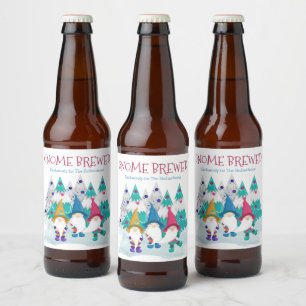 Gnome Brewed Personalised Fun Home Brew Christmas Beer Bottle Label
