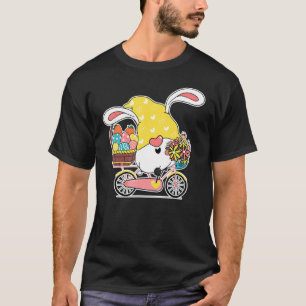 Gnome Bunny Ears Rabbit On Bike Bicycle Cycling Ea T-Shirt